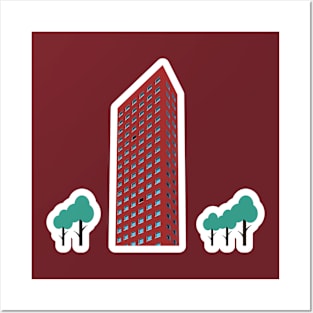 Building Skyscraper in Cityscape Sticker design vector. City Business Tower sticker design vector illustration. Posters and Art